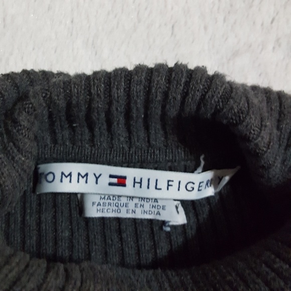 TOMMY HILFIGER VINTAGE TURTLE NECK LONG SLEEVE 100% COTTON DARK GRAY SWEATER XL - Picture 7 of 9